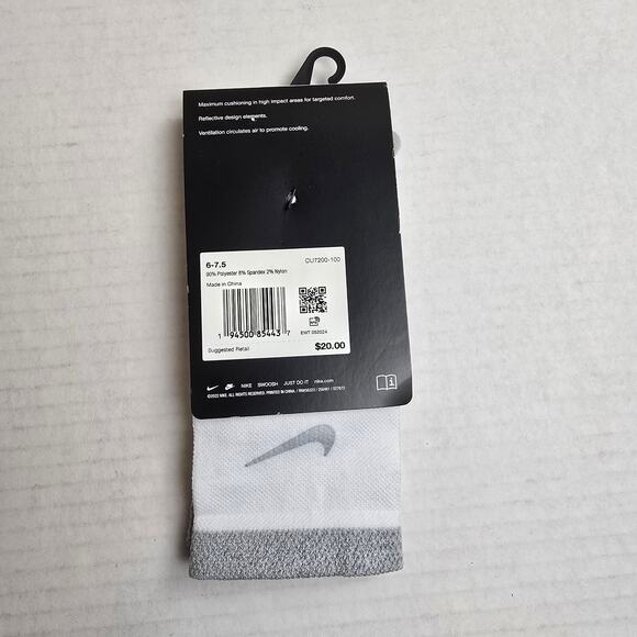 Nike Spark Running Crew Socks Size W7.5-9/M6-7.5 White Cushioned Dri-Fit - Picture 3 of 3